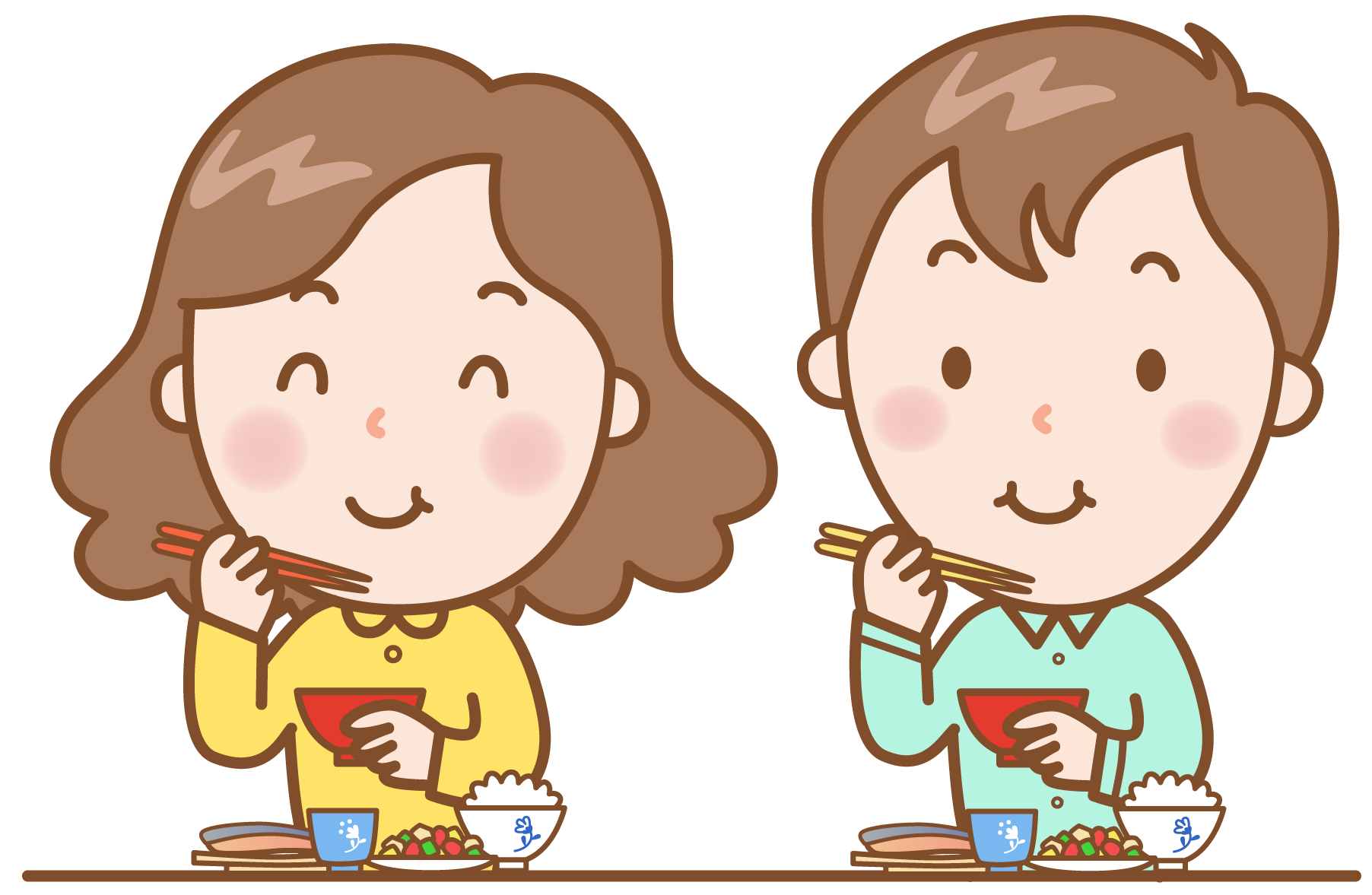 食事よく噛んで食べるイラスト